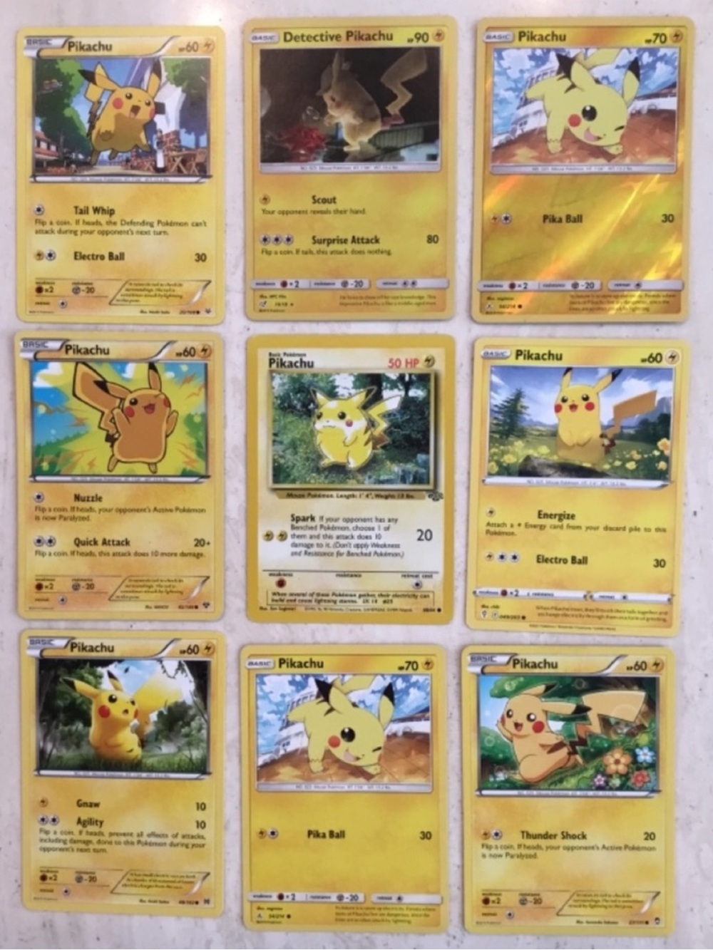 Pokemon Pikachu Cards 1999 60/64 Jungle Detective Holo XY Lot Of 9 Card Assorted